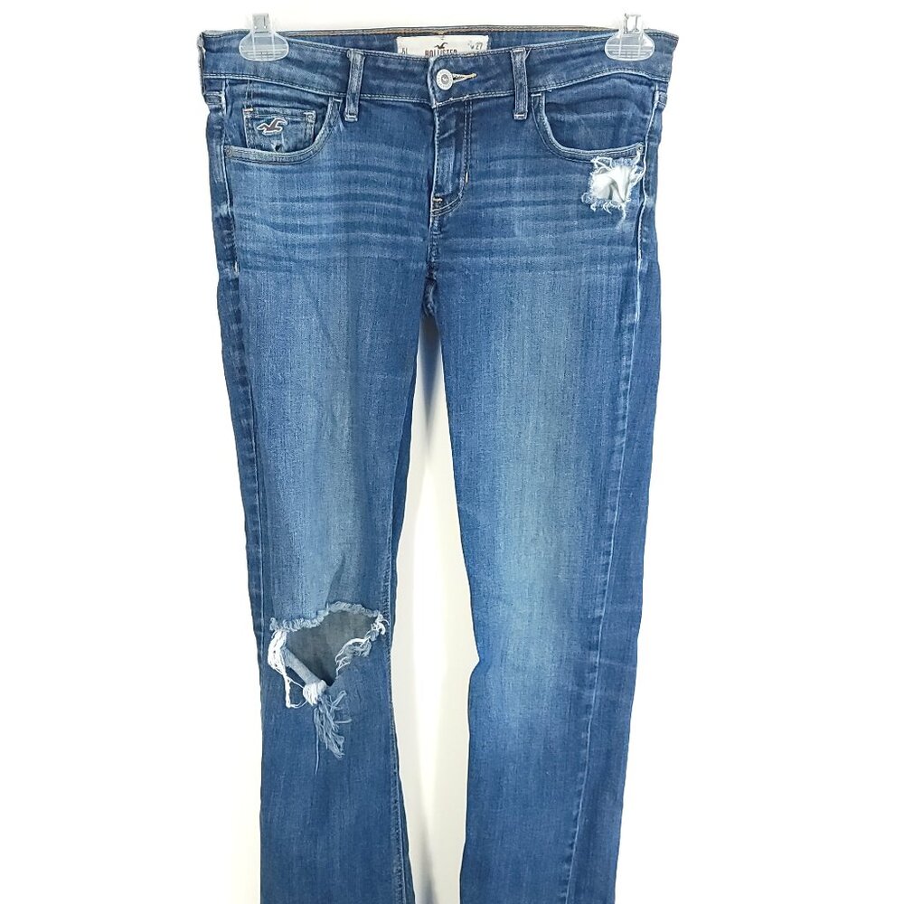 Hollister Jeans Women's Junior's 5L Blue Denim Distressed Destroyed
